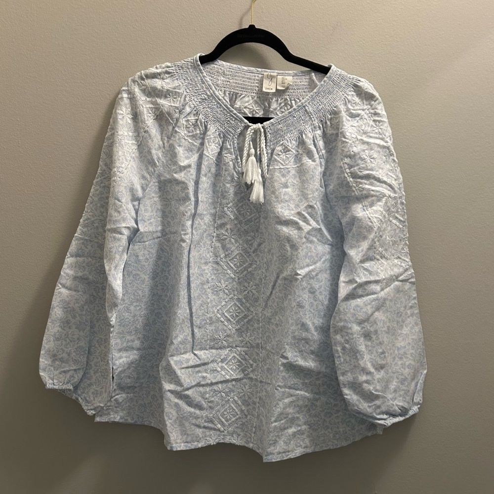 Joie Light Blue Embroidered Top